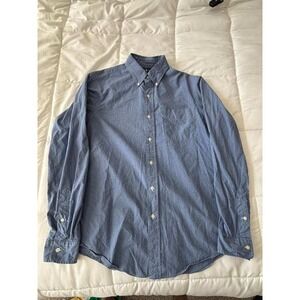 Ralph Lauren Custom Fit Long Sleeve Button Down Shirt Mens Blue Patterned Medium